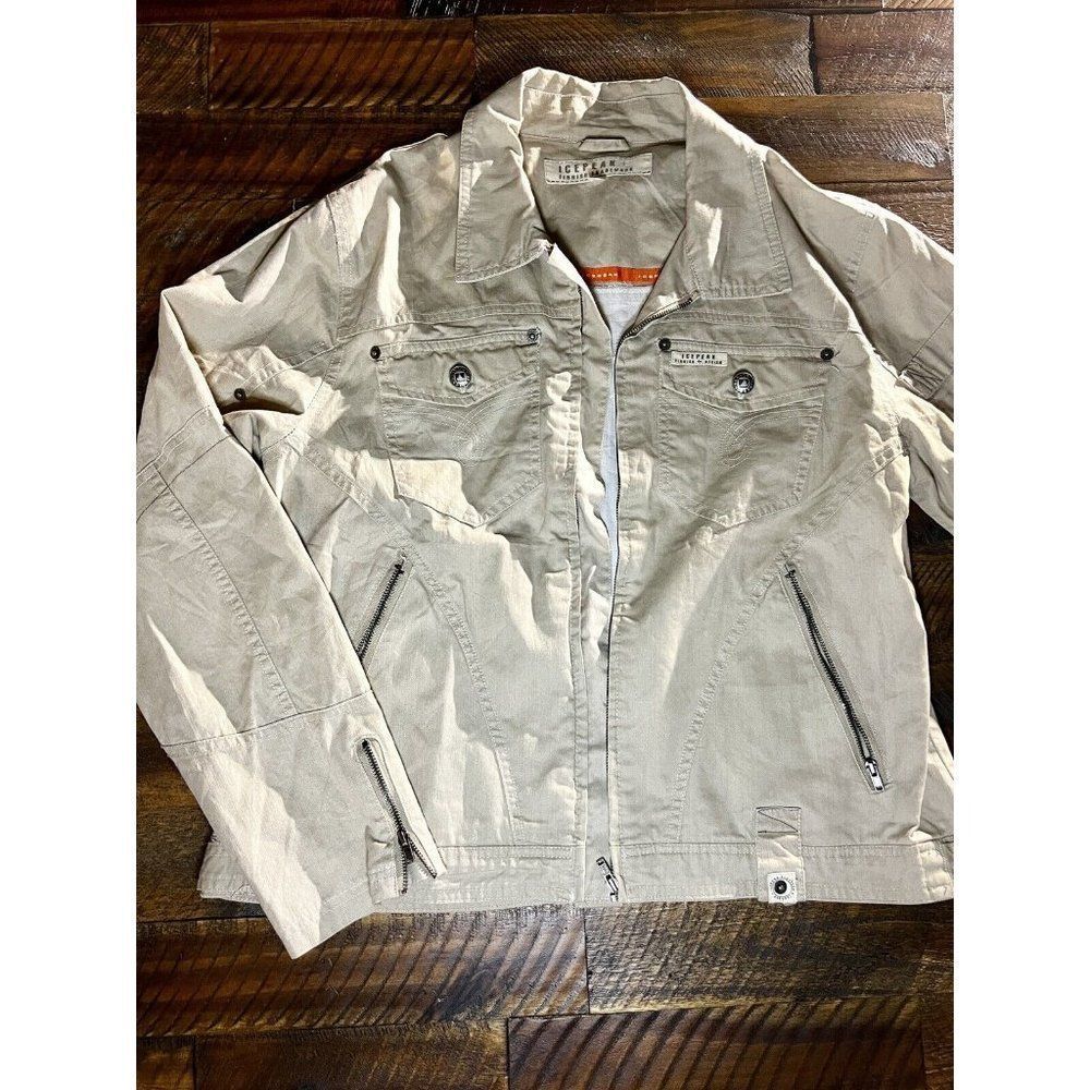 ICEPEAK Khaki Denim  Finish Trademarks Size 14 US Unisex Spring Jacket